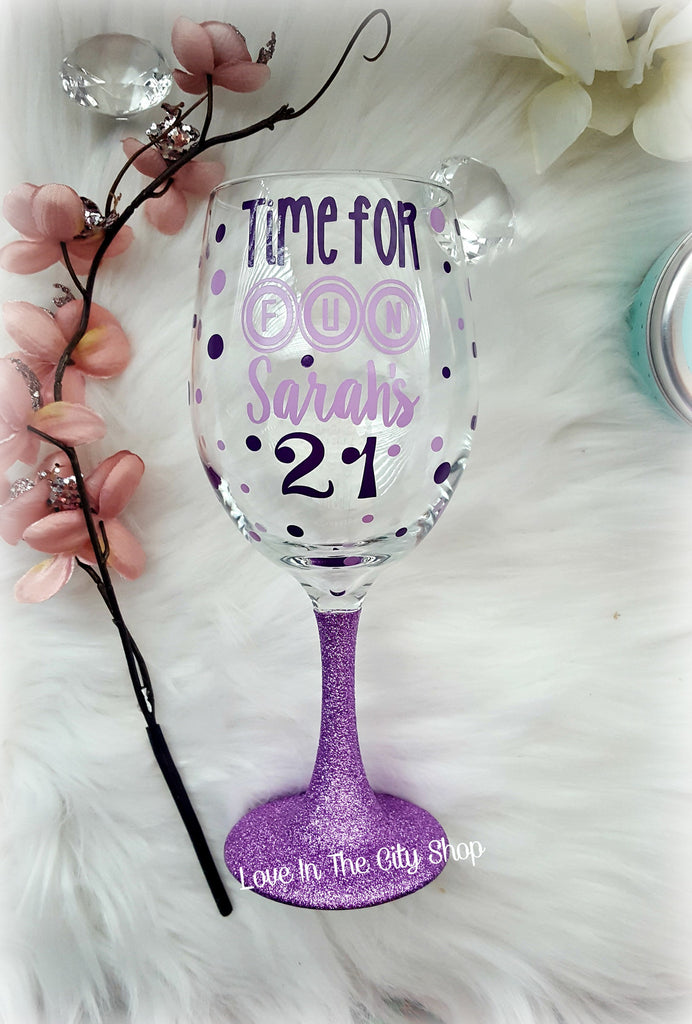 Custom 21st Birthday Wine Glass - love-in-the-city-shop