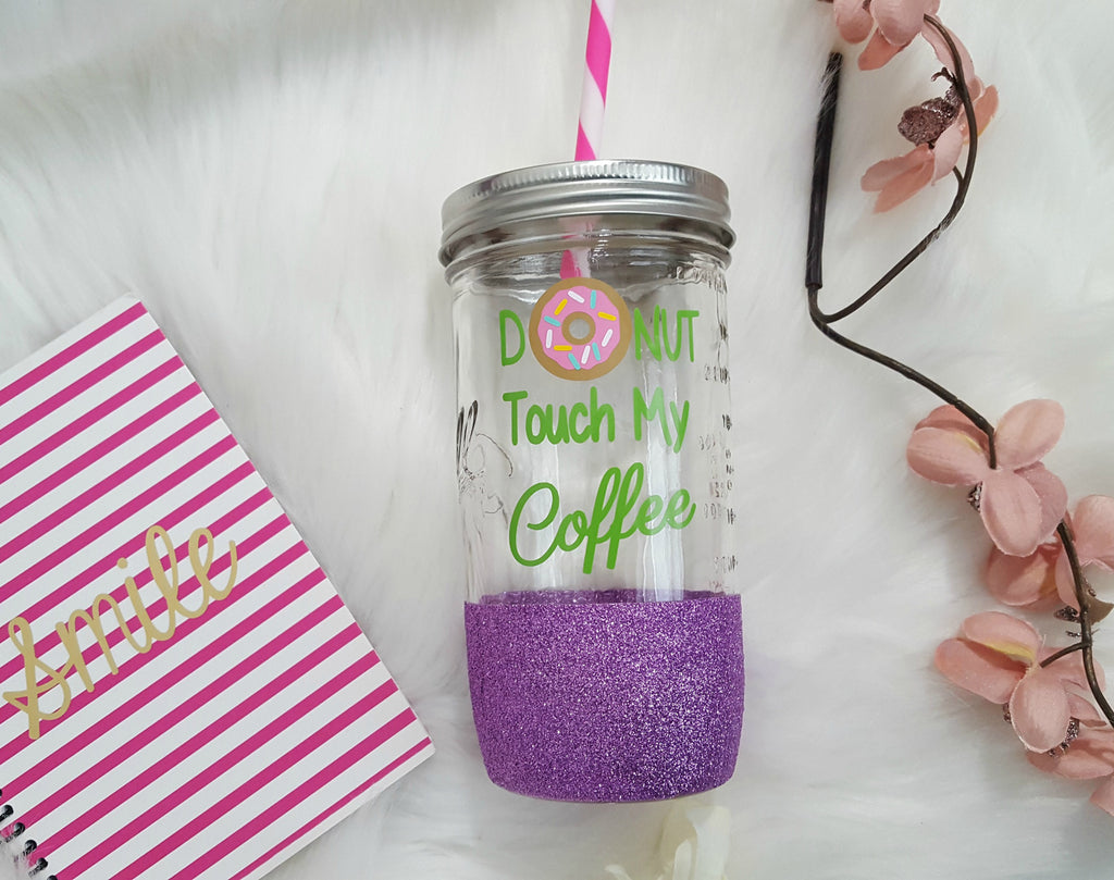 Donut Touch My Coffee Tumbler (Glass Tumbler) - love-in-the-city-shop