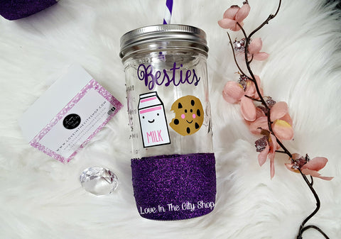 Milk and Cookies Best Friend Glass Tumbler - love-in-the-city-shop