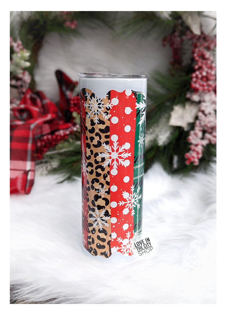 Cheetah Christmas Snowflake Tumbler- Sublimation Tumbler