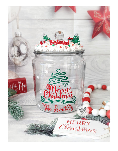 Merry Christmas Family Cookie Jar