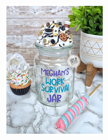 Glass Cookie Jar, COOKIES, with Fake Frosting Topper – Love In The City Shop