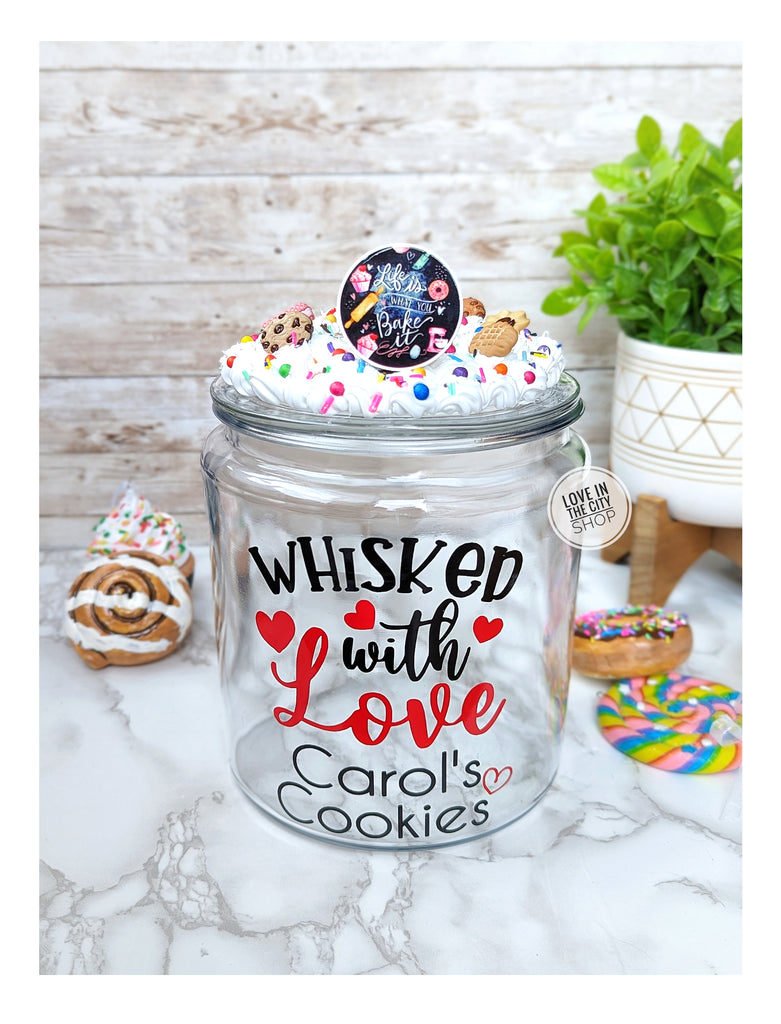 Whisked with Love Cookie Jar, Fake Frosting Topper