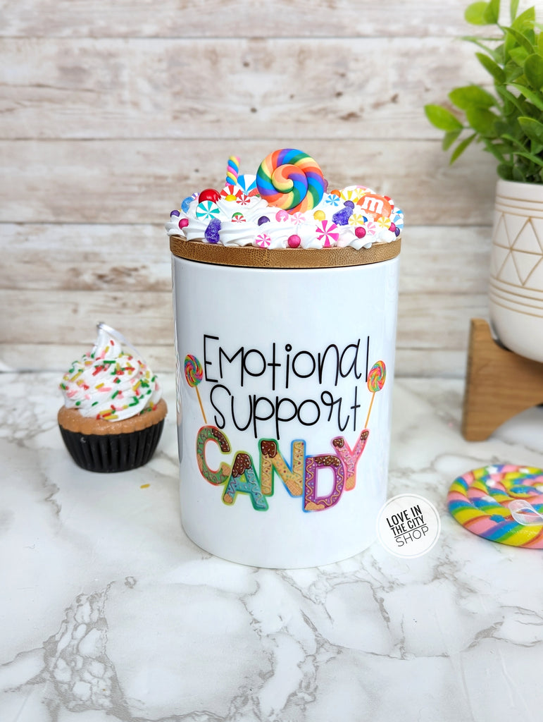 Emotional Support Candy Ceramic Candy Jar