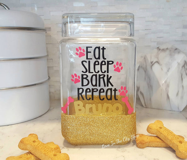 Eat Sleep Bark Repeat Dog Treat Jar - love-in-the-city-shop