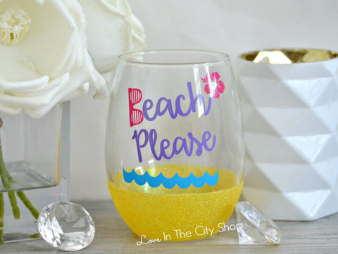 Beach Please Wine Glass - love-in-the-city-shop