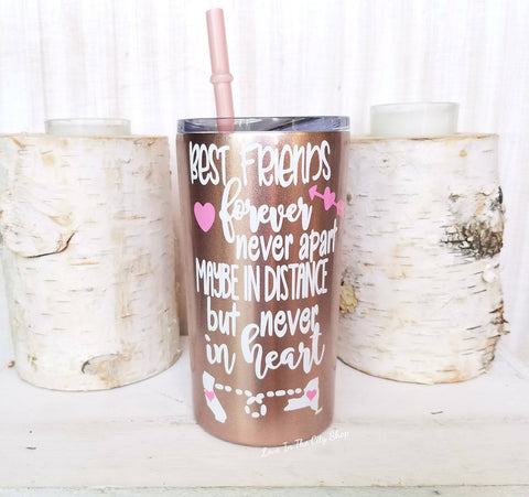 Best Friends Long Distance Metal Tumbler (Mini Tumbler) - love-in-the-city-shop