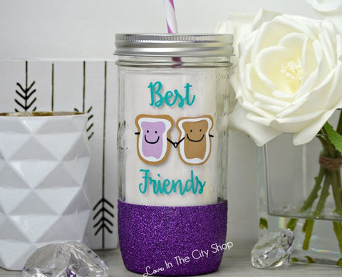 Peanut Butter and Jelly Best Friend Glass Tumbler - love-in-the-city-shop
