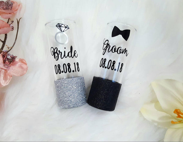 Bride and Groom Wedding Shot Glasses - love-in-the-city-shop