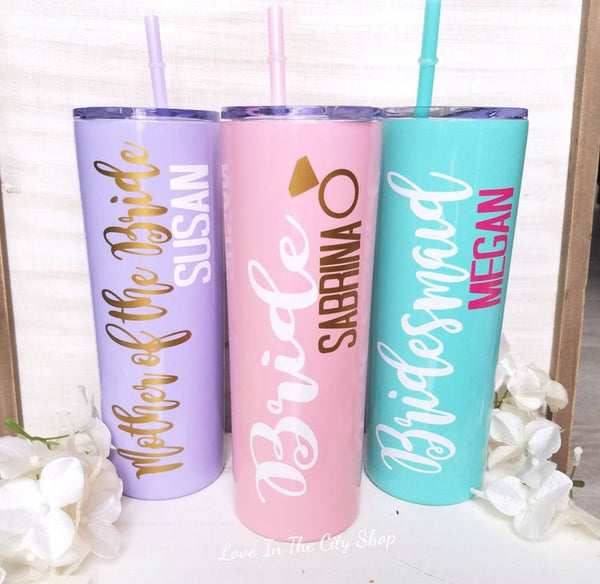 Bridal Party Tumblers - Metal Tumbler - love-in-the-city-shop