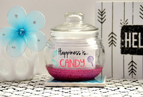 Happiness is Candy - Glass Candy Jar - love-in-the-city-shop