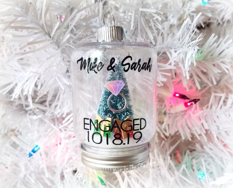 Engagement Snow Globe Ornament - love-in-the-city-shop