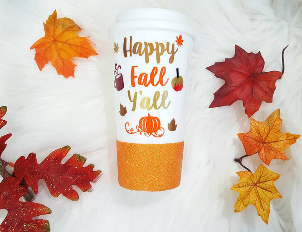 Happy Fall Y'all Travel Mug - love-in-the-city-shop