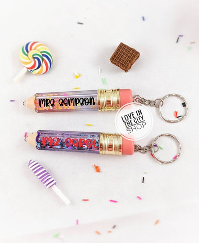 Glitter Pencil Keychain