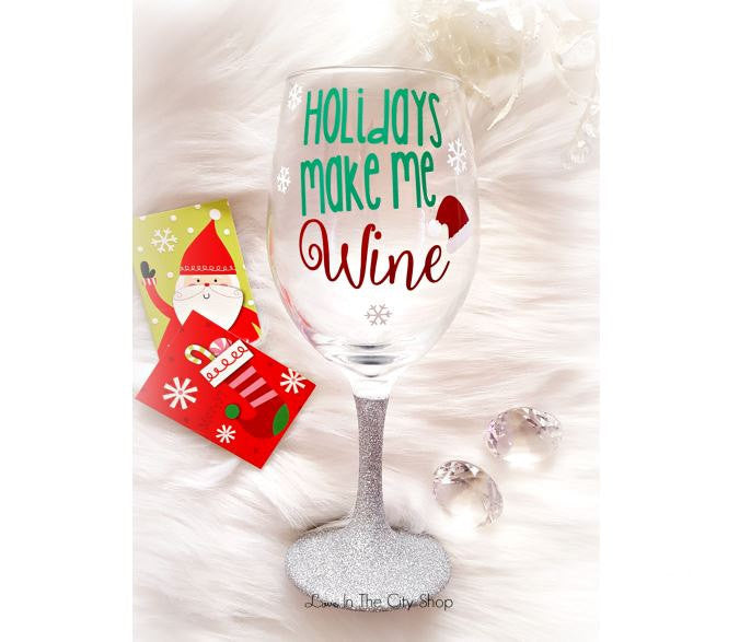 Holiday Wine Glass - love-in-the-city-shop