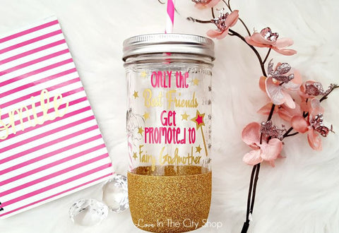 Only The Best Friends Get Promoted To Fairy Godmother Tumbler (Glass Tumbler) - love-in-the-city-shop