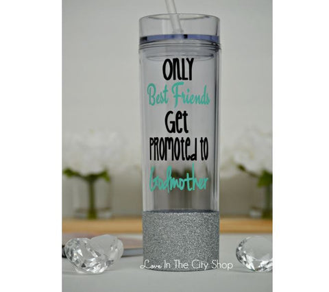 Only Best Friends Get Promoted To Godmother Water Bottle - love-in-the-city-shop