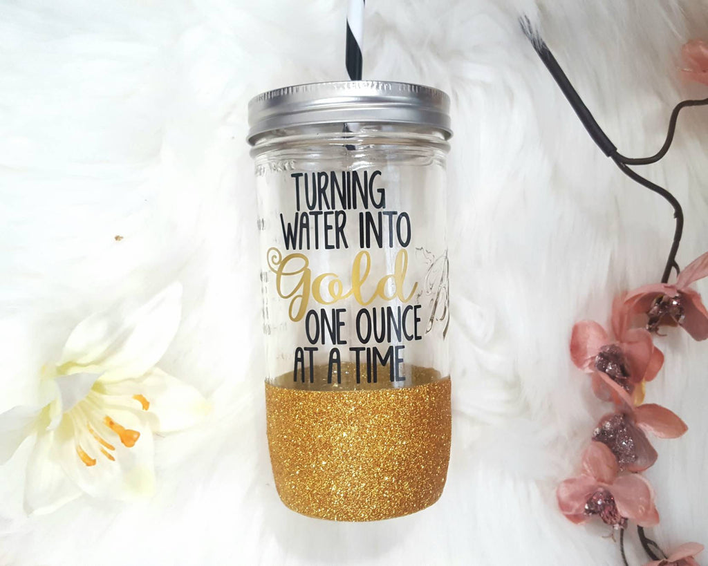 Turning water into gold one ounce at a time Tumbler (Glass Tumbler) - love-in-the-city-shop