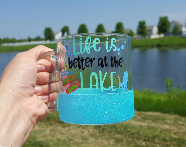 Life is Better at the Lake Glass Coffee Mug - love-in-the-city-shop