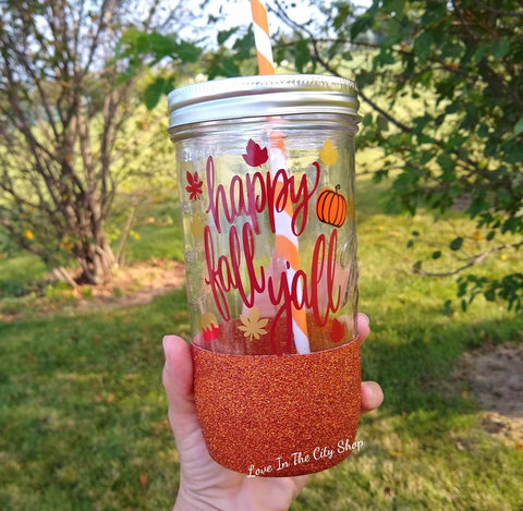 Happy Fall Tumbler (Glass Tumbler) - love-in-the-city-shop