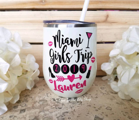 Girls Weekend Wine Tumbler - Miami Tumbler - love-in-the-city-shop