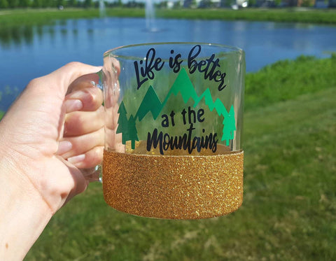 Life is Better at the Mountains Glass Coffee Mug - love-in-the-city-shop