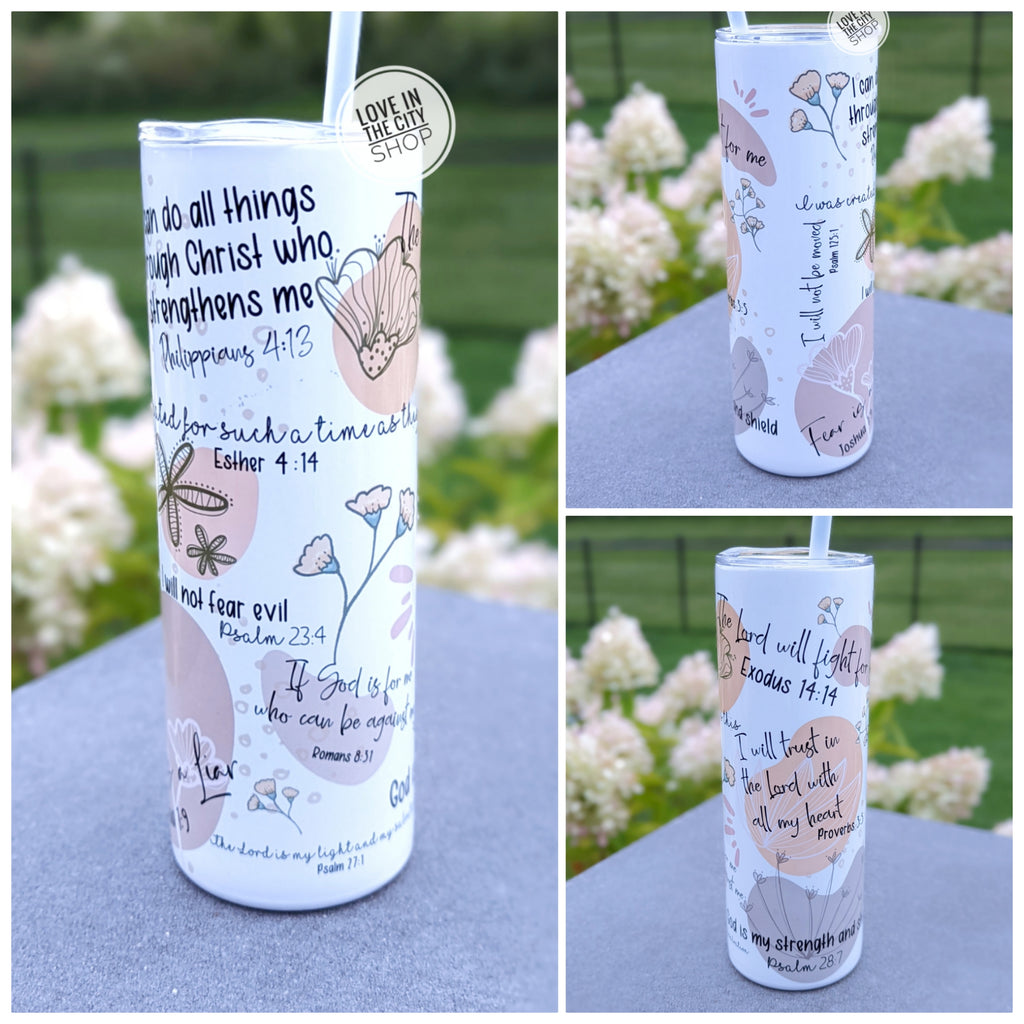 Bible Verse Tumbler with Inspirational Thoughts and Prayers