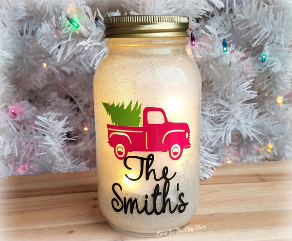 Red Christmas Truck Light Up Jar - love-in-the-city-shop