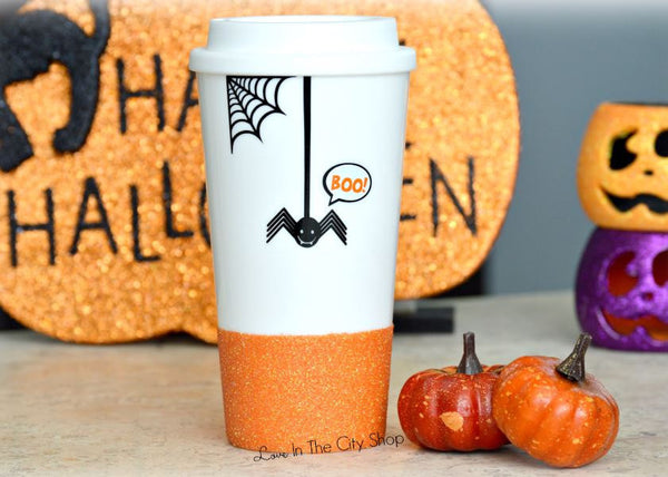 Halloween Spider Travel Mug / Scary Spider Mug - love-in-the-city-shop