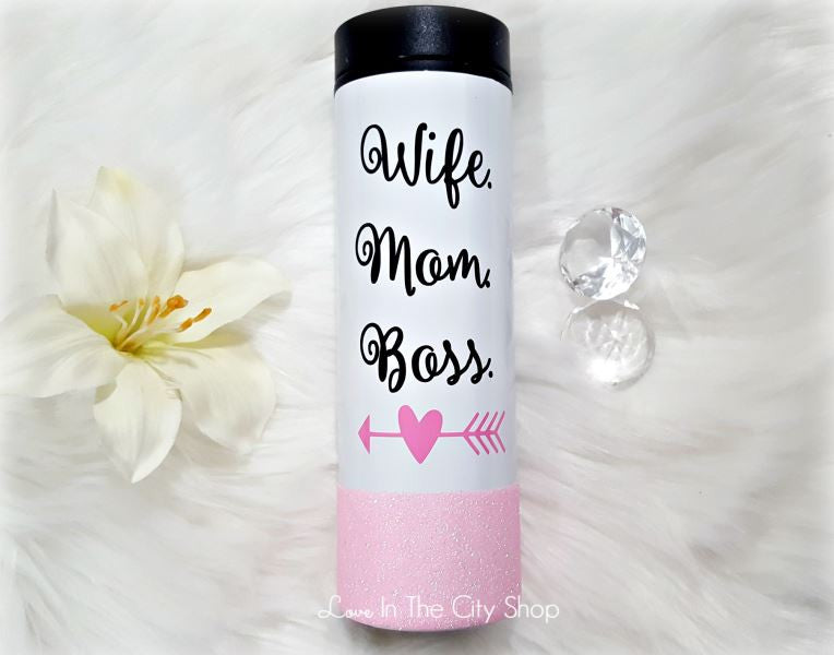 Wife, Mom, Boss Travel Tumbler - love-in-the-city-shop