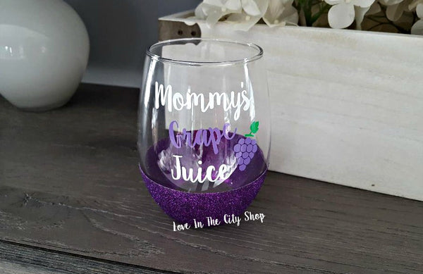 Mommy's Grape Juice Stemless Wine Glass - love-in-the-city-shop