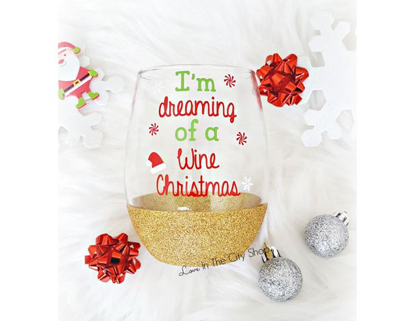 Christmas Wine Glass - love-in-the-city-shop